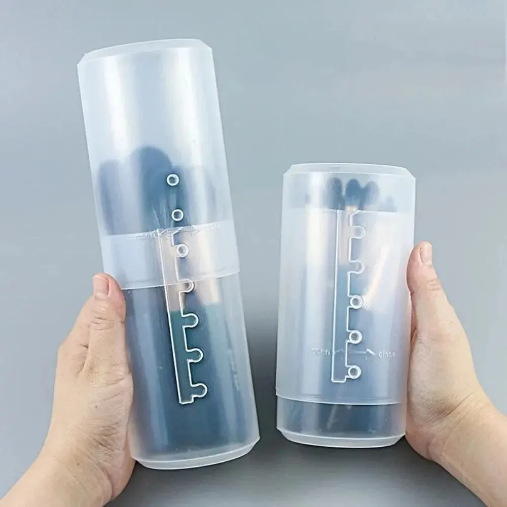 New Transparent Adjustable Height PVC Makeup Brush Holder Display Storage Cup Organizer With Lid Dustproof Toiletry Package Box