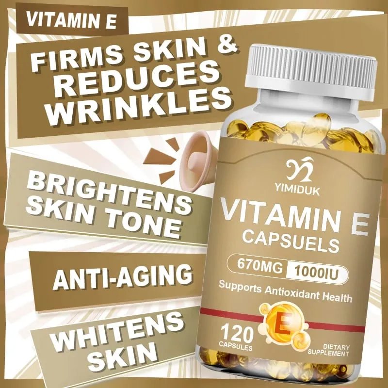 Buy 1 Get 1 Free! Vitamin E 670mg Capsules Support Skin & Heart Health Moisturizes from Within Reduces Scars & Promotes Shine