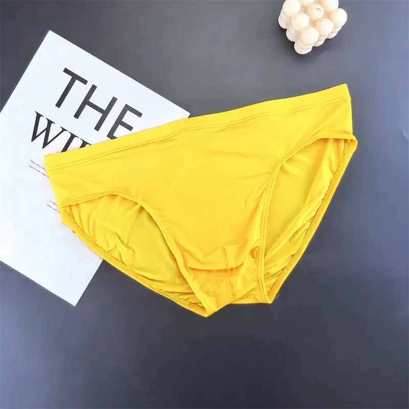 Business Men Ice Silk Briefs Quick Dry Seamless Nylon Male U Pouch Convex Underwear Sexy Plus Size Underpants Lingerie