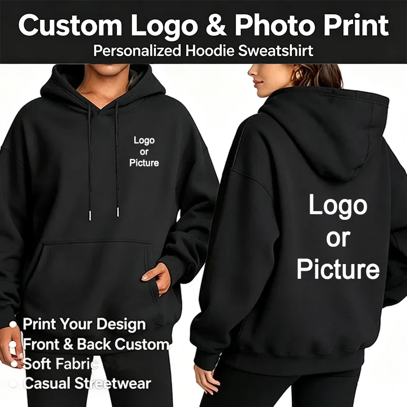 DIY Design Oversize Hoodies Women Fashion Customized Printed Loose Long Sleeve Shoulder Drop Cuff Sweathsirts Pullovers Sudadera