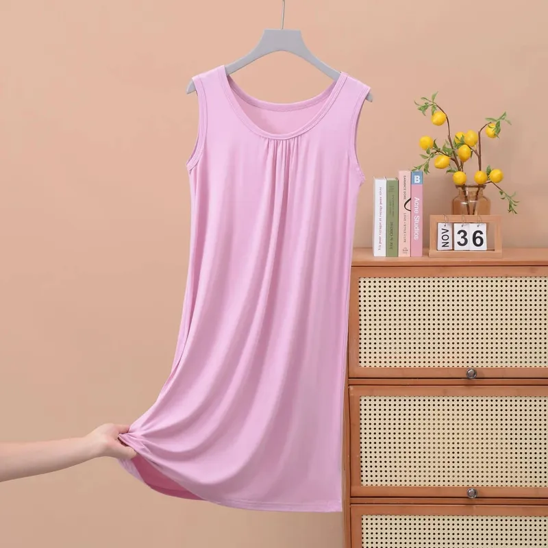 Plus size XL to 8XL Modal sleeveless sleepdress Summer lady's tank dress Loose camisole nightdress comfort dresses