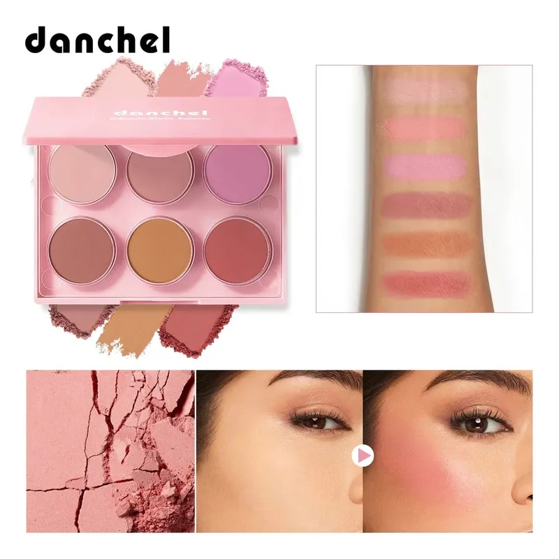 Matte Shimmer Nude Eyeshadow & 6 Tone Blush Powder Palette Long Lasting Blendable Face Eye Makeup Kit with Applicator Brushes
