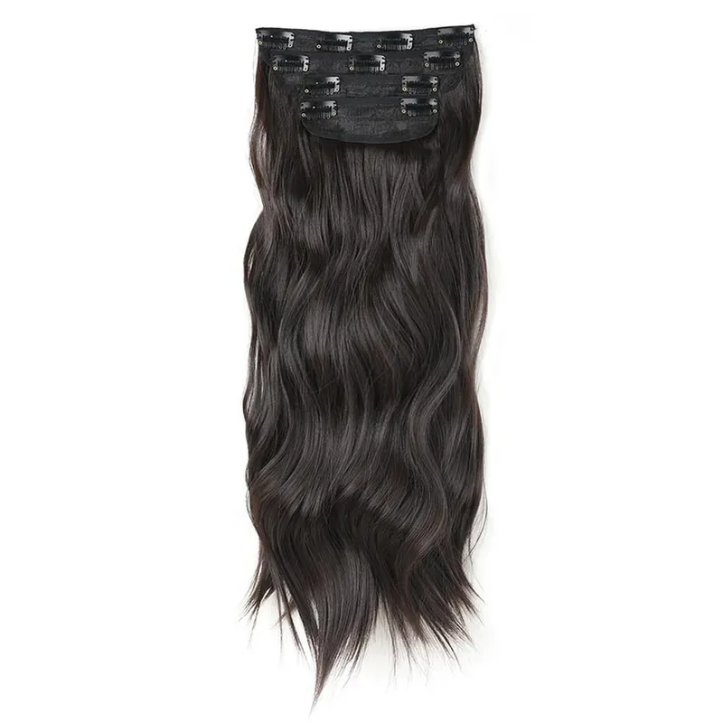 4-Piece Set Hair Clip Extensions Clip In Wavy Hair Extensions 20 Inch Long Synthetic Curly Hair Extensions for Women