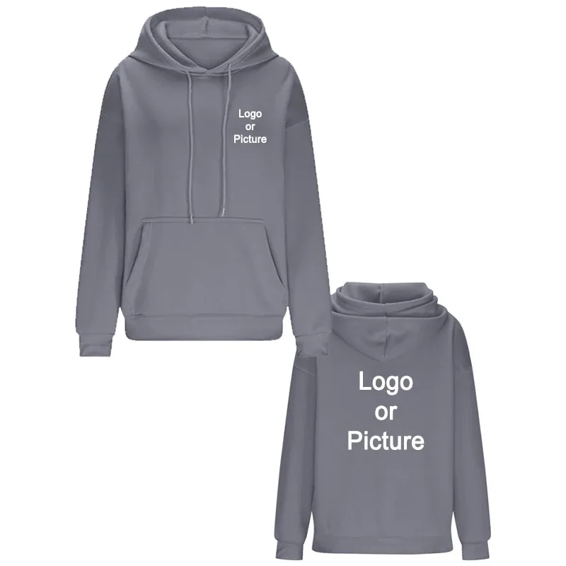 DIY Design Oversize Hoodies Women Fashion Customized Printed Loose Long Sleeve Shoulder Drop Cuff Sweathsirts Pullovers Sudadera