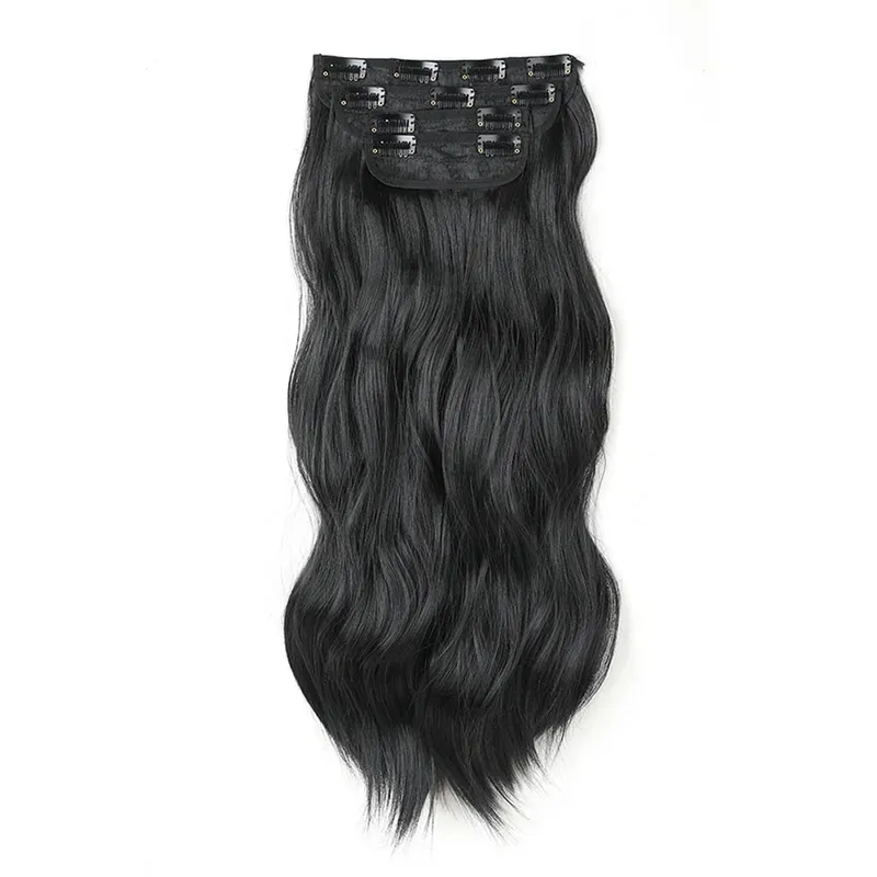 4-Piece Set Hair Clip Extensions Clip In Wavy Hair Extensions 20 Inch Long Synthetic Curly Hair Extensions for Women