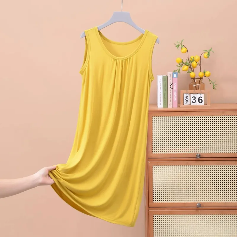 Plus size XL to 8XL Modal sleeveless sleepdress Summer lady's tank dress Loose camisole nightdress comfort dresses