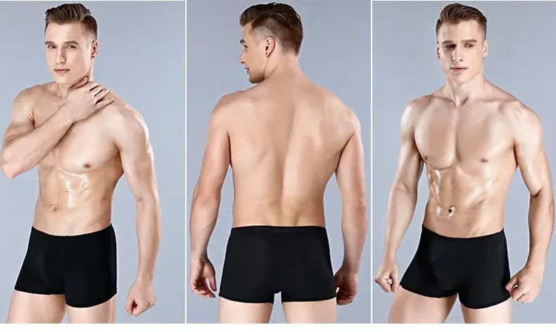Colorful Ultra Soft Comfy Bamboo Fiber Underwear Mens Boxer blue Breathable Underpants Men Size XL-6XL 7XL Solid Calzoncillos