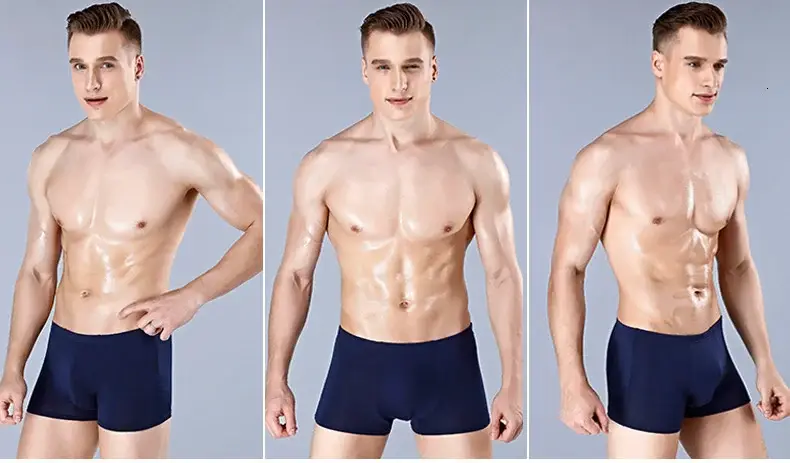 Colorful Ultra Soft Comfy Bamboo Fiber Underwear Mens Boxer blue Breathable Underpants Men Size XL-6XL 7XL Solid Calzoncillos