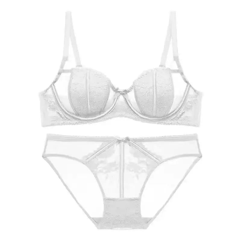Sexy Elegant French Lace Lingerie Women's Soft Underwired Top Support Gathered Comfortable Not Empty Cup Bra