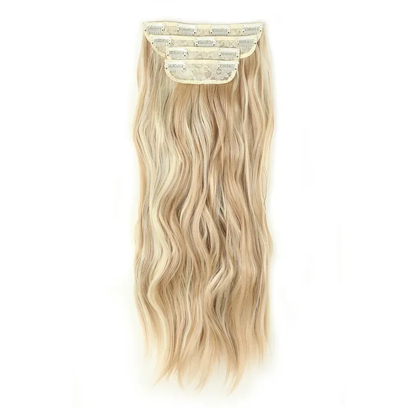 4-Piece Set Hair Clip Extensions Clip In Wavy Hair Extensions 20 Inch Long Synthetic Curly Hair Extensions for Women