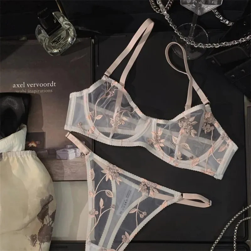 European Style Lace Sheer Embroidery Underwire Bra Minimizer Big Bust Anti-Sagging Support Comfort Soft Lingerie S-XL