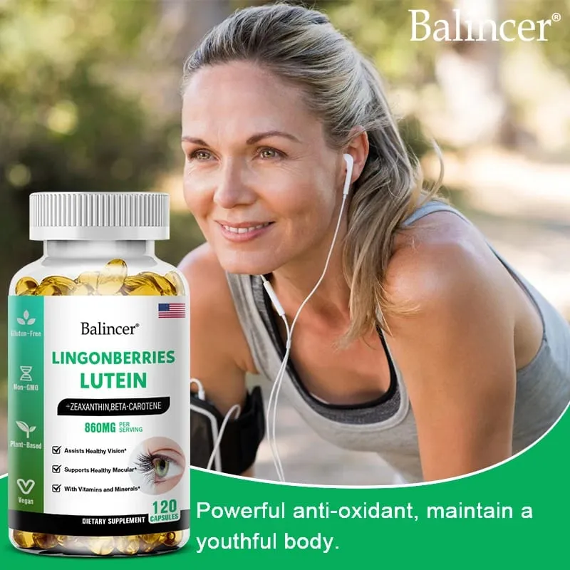 Balincer Lutein Capsules with Zeaxanthin Vitamin Dietary Supplement for Eye Health Support 120/60/30 Easy-to-Swallow Softgels