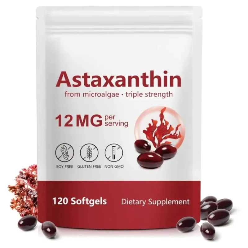 Astaxanthin Supplement 12mg Softgels from Microalgae with Antioxidant Support for Skin Health & Healthy Aging 120 Count