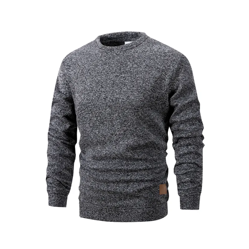 Men's Warm Crew Neck Sweatshirt Fleece Lined Thermal Pullover Autumn Winter Fashion Casual Sweater Loose Knit Long Sleeve Hoodie