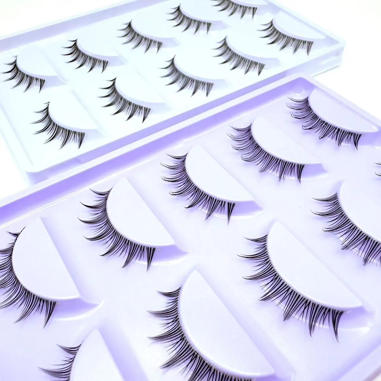 Soft & Natural Eye Enhancement 5 Pairs False Eyelashes Transparent Stem Soft Natural Strip Lashes