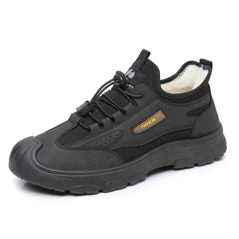 Men Winter Snow Boots New Fleece Lined Warm Shoes Non‑Slip Wear‑Resistant Hiking Boots Versatile Dad Shoes For Men