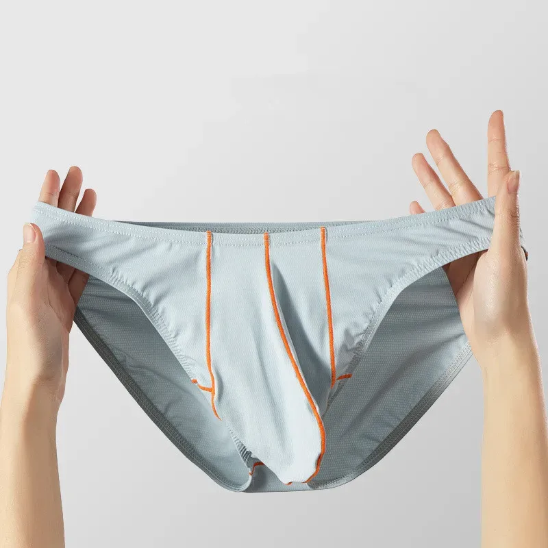 Mens Underwear Briefs Shorts Slim Nylon Ice Silk Panties Man U Convex Pouch Low Rise Underpant Cueca Calzoncillo Plus Size M-XXL