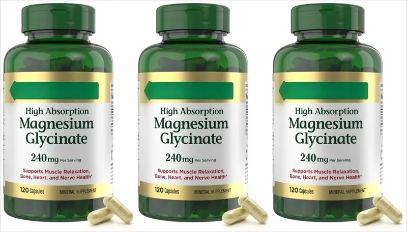 Magnesium Glycinate Capsules High Absorption Supports Muscle Relaxation Supports Bone Health 120 Capsules for Adults