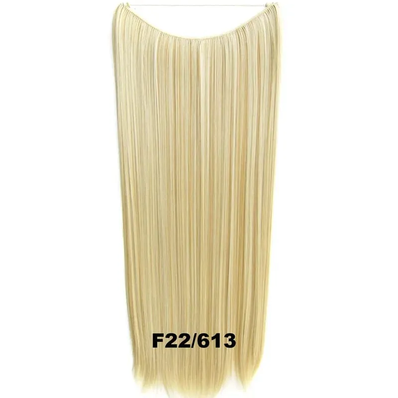 Synthetic One piece Hair Extensions No Clip No Glue Invisible 24inch Long Straight Wave Heat Resistant String Hairpiece