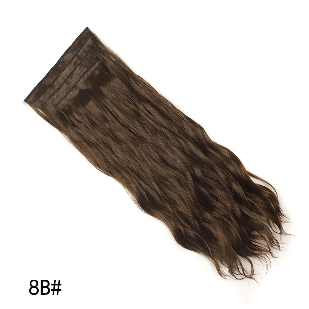 4 Pcs 22 Inch Clip in Hair Extensions Long Synthetic Wavy Curly Hairpieces Layered Soft Invisible Clip Ins Extensions for Women