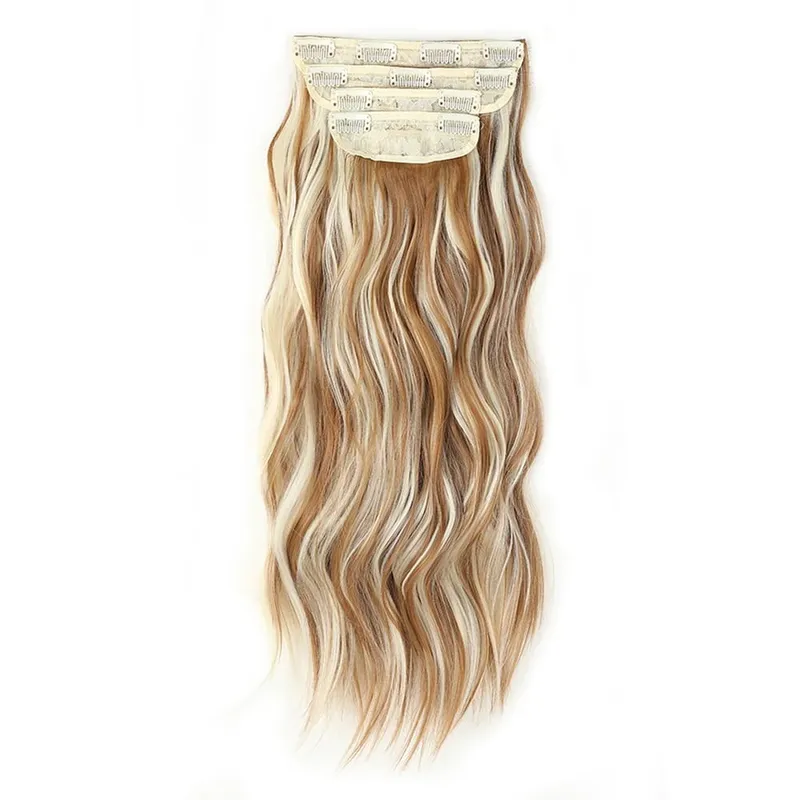 4-Piece Set Hair Clip Extensions Clip In Wavy Hair Extensions 20 Inch Long Synthetic Curly Hair Extensions for Women