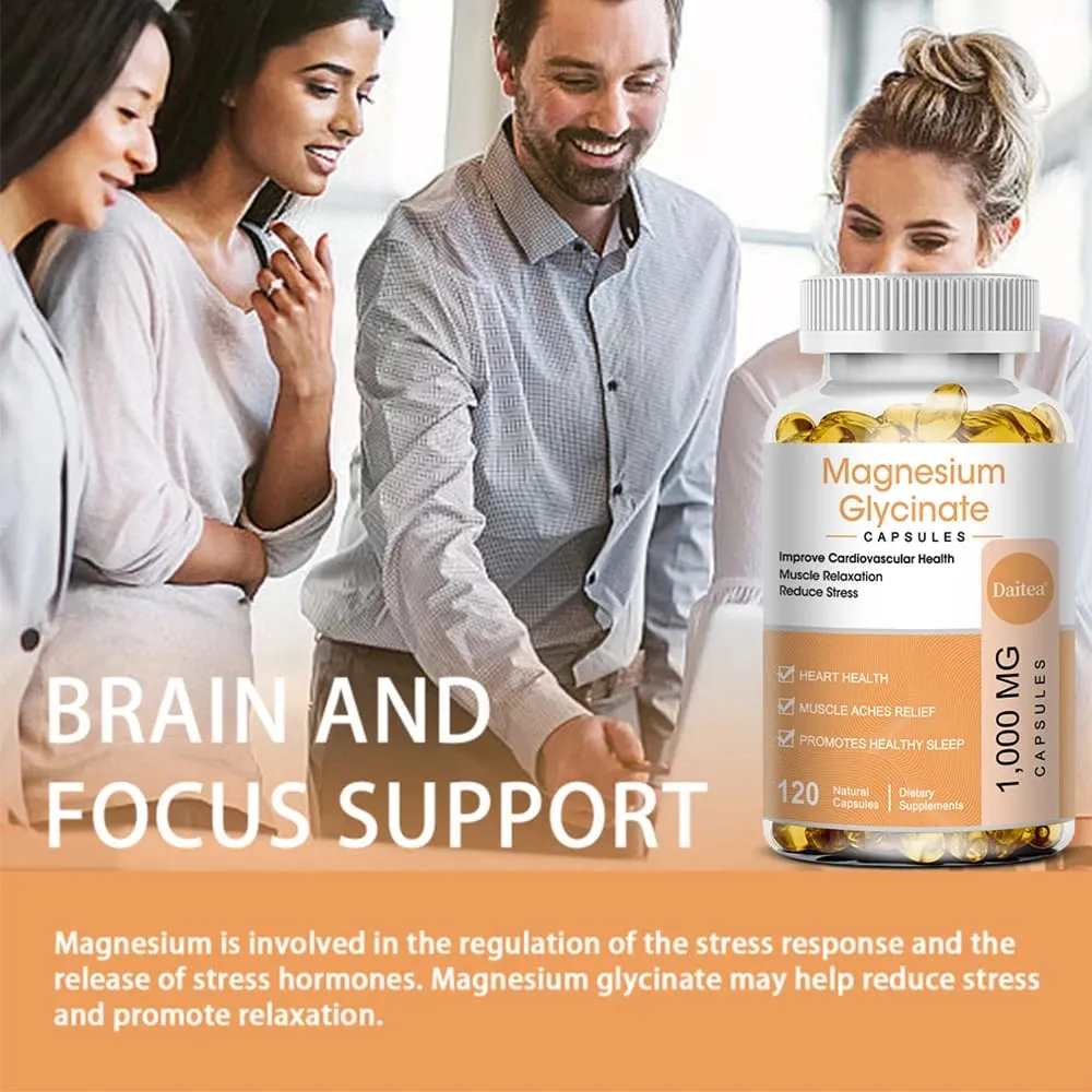 Magnesium Glycinate Supplement with Vitamins To Promote Natural Sleep Reduce Stress and Anxiety and Support Bone Health