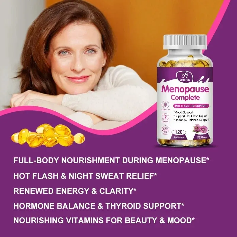 Buy 1 Get 1 Free! Menopause Complete Supplement for Hot Flash Relief Hormone Balance & Mood Soothes Joint Discomfort Vegan