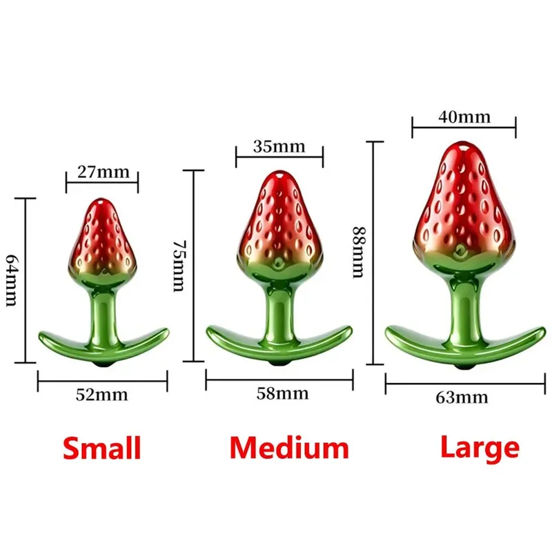 Strawberry Metal Anal Beads Butt Plug Set Small Medium Large Wearable Anal Plug Jewelry Anal Sex Toy For Man Woman