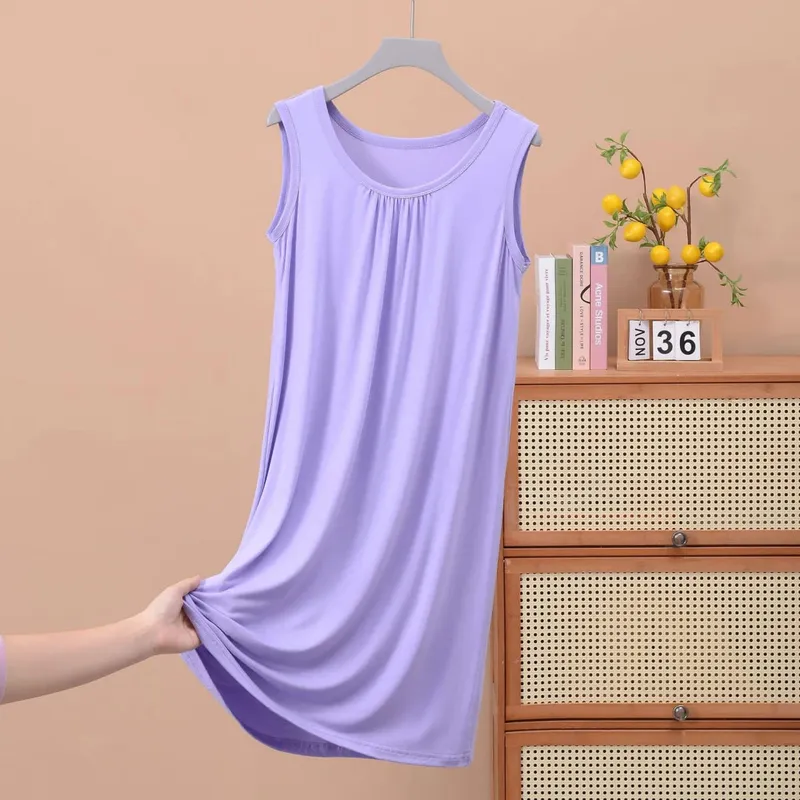 Plus size XL to 8XL Modal sleeveless sleepdress Summer lady's tank dress Loose camisole nightdress comfort dresses