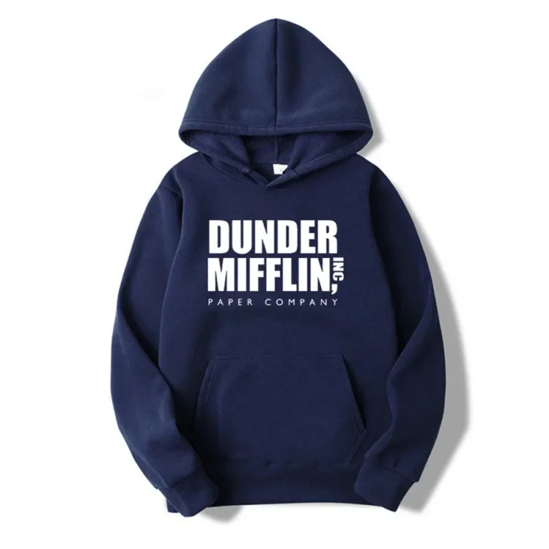 Dunder Mifflin Hoodie Paper Company Office TV Show Slogan Minimalist Aesthetic Grey Oversized Casual Sport Sweatshirts