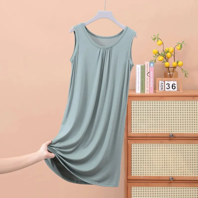 Plus size XL to 8XL Modal sleeveless sleepdress Summer lady's tank dress Loose camisole nightdress comfort dresses