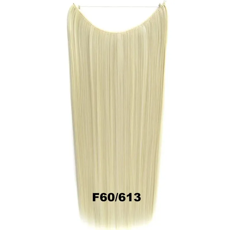 Synthetic One piece Hair Extensions No Clip No Glue Invisible 24inch Long Straight Wave Heat Resistant String Hairpiece