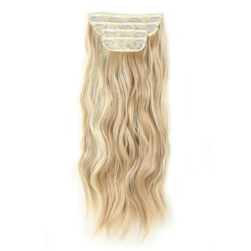 4-Piece Set Hair Clip Extensions Clip In Wavy Hair Extensions 20 Inch Long Synthetic Curly Hair Extensions for Women