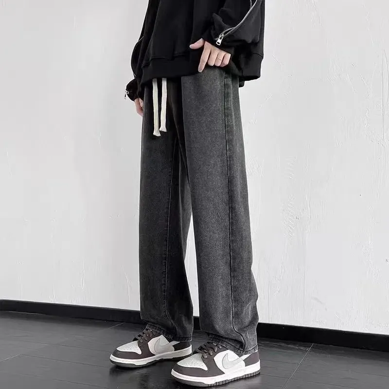 Men's Jeans Korean Version Student Casual Pants High Street Straight Loose Wide Leg Jeans Black Grey Blue Baggy Jeans
