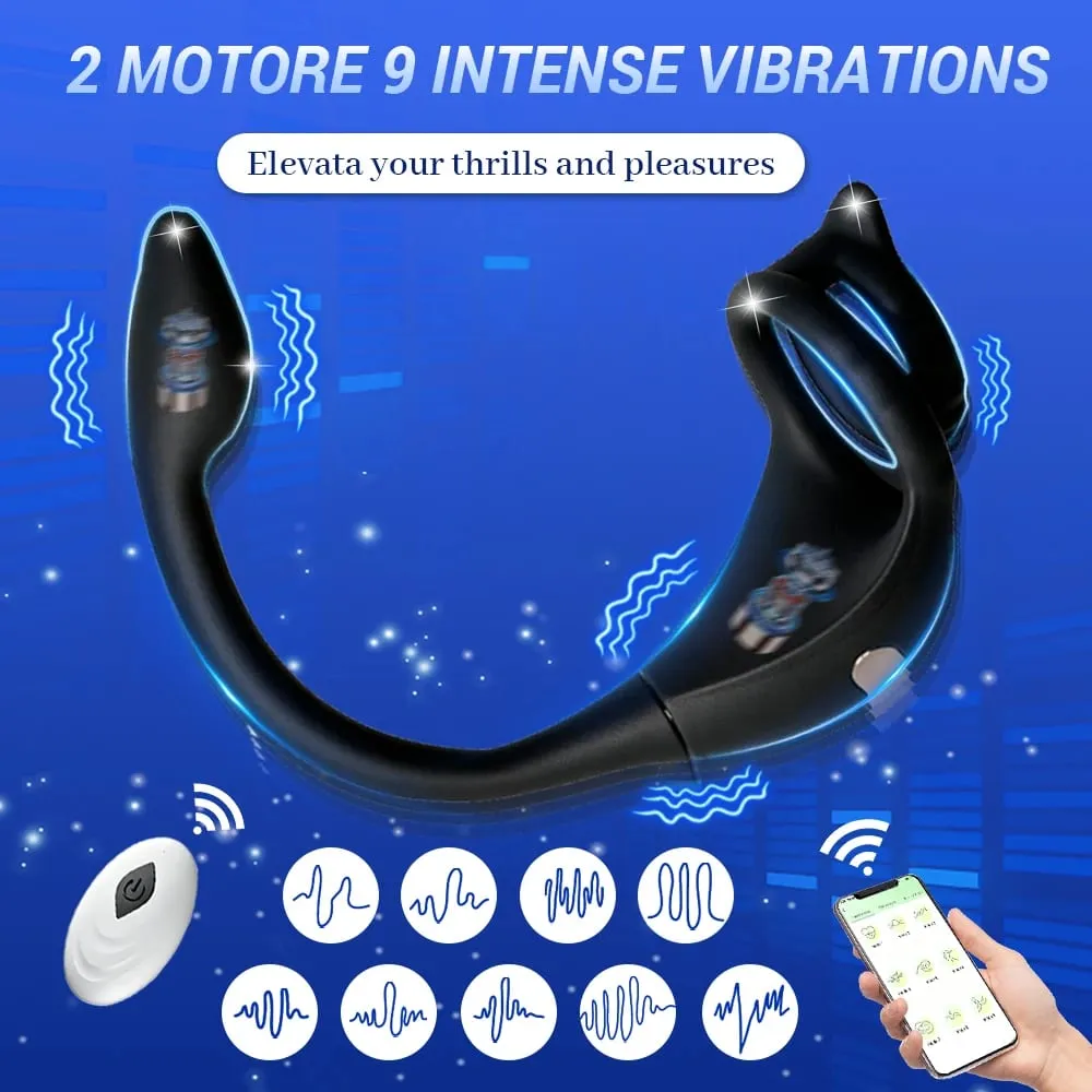APP Penis Cock Ring Male Wireless Remote Control Male Ejaculation Delay Stimulator Anal Butt Plug Adult Sex Toy for Men Couples