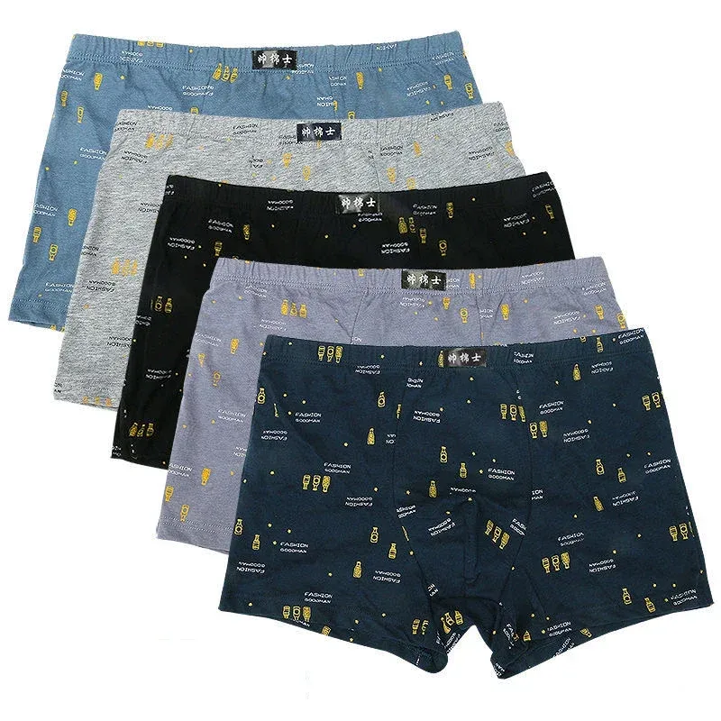 5Pcs/Lot Boxers Men’S Underwear Men's Cotton Boxer Shorts Men’S Boxer Pants Four Corners Loose Breathable Comfortable Shorts