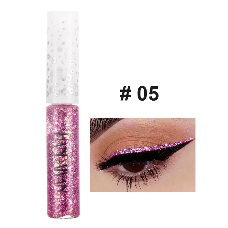 12 Colors Shiny Eye Liners Pigment Silver Rose Gold Color Glitter Liquid Eyeliner Metallic Colorful Makeup For Women