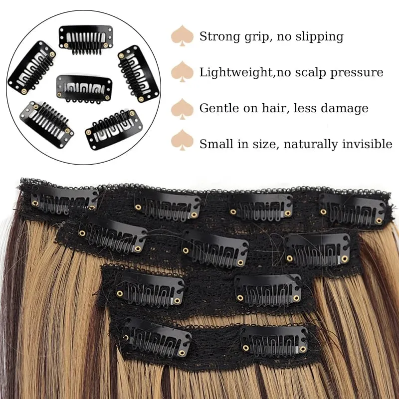 Synthetic 4PCS Clip in Hair Extensions 14inch Straight Hair Extensions with BB Clips Invisible Seamless Hairpiece for Women Use