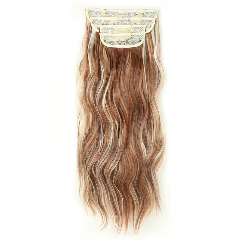 4-Piece Set Hair Clip Extensions Clip In Wavy Hair Extensions 20 Inch Long Synthetic Curly Hair Extensions for Women