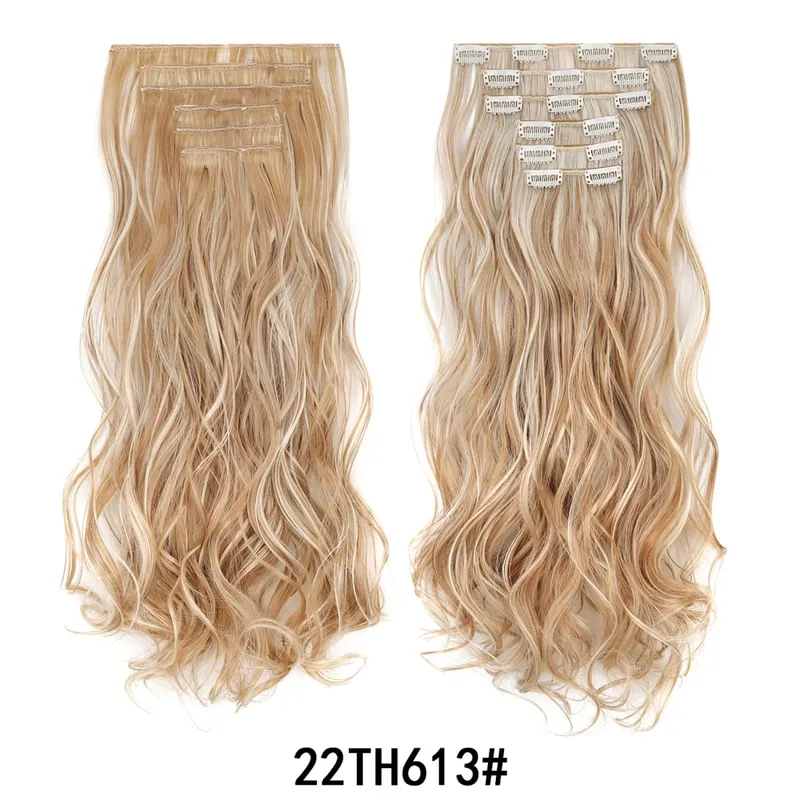 Jeedou 20 Inch 140g Clip In Hair Extensions 6Pcs 16 Clips Long Wavy Synthetic Ombre Hair Pieces for Women Full Head