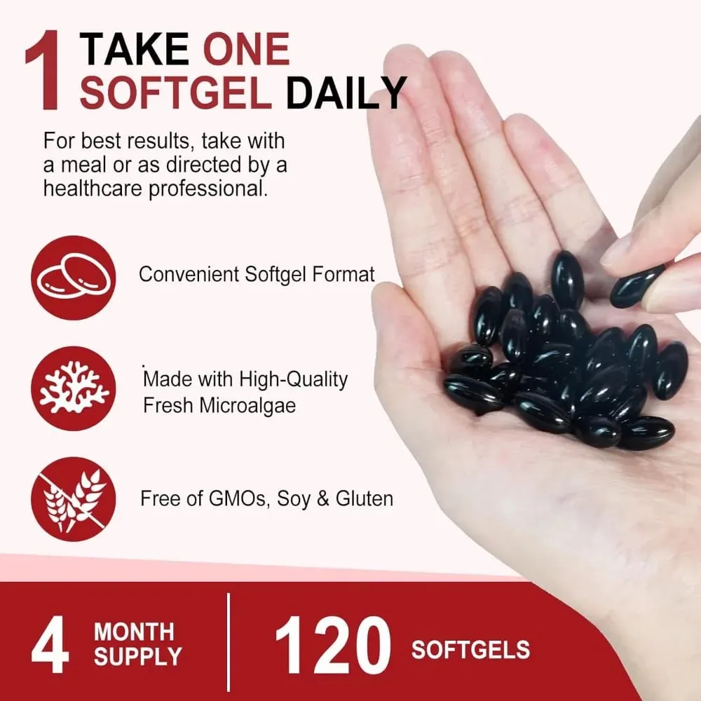 Astaxanthin Softgels 12mg Per Serving Microalgae 120 CT Gluten-Free Soy-Free Non-GMO Vegan Supports Antioxidant Activity