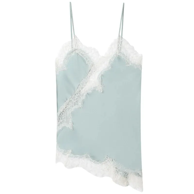 2025 Woman Asymmetrical Slip Top Women Sexy Black Yellow Blue Top Lace Tanks & Camis Chic Y2K Sleeveless Backless Camisole