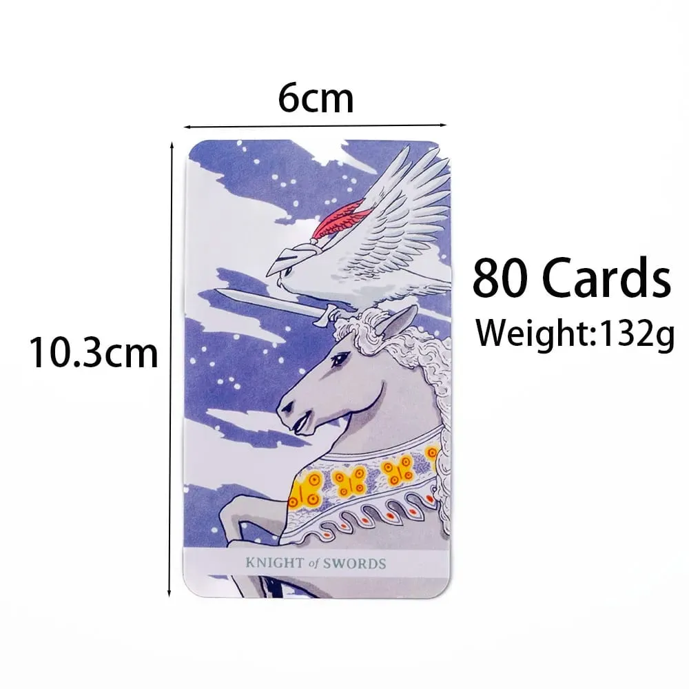 White Winny Tarot English Edition 80 Cards Deck with PDF Guidebook Fate Divination Cards for Beginners Board Games