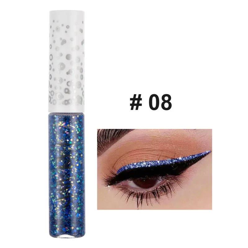 12 Colors Shiny Eye Liners Pigment Silver Rose Gold Color Glitter Liquid Eyeliner Metallic Colorful Makeup For Women