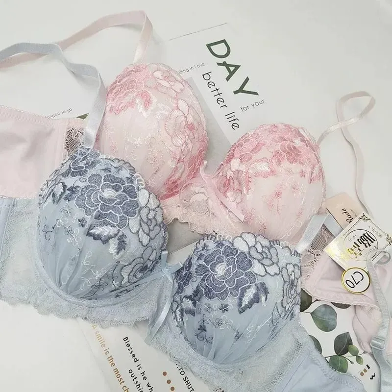 Sexy Lace Push Up Bra & Panty Set for Women Supportive Non-Run Cup Comfortable Skin-Friendly Lingerie