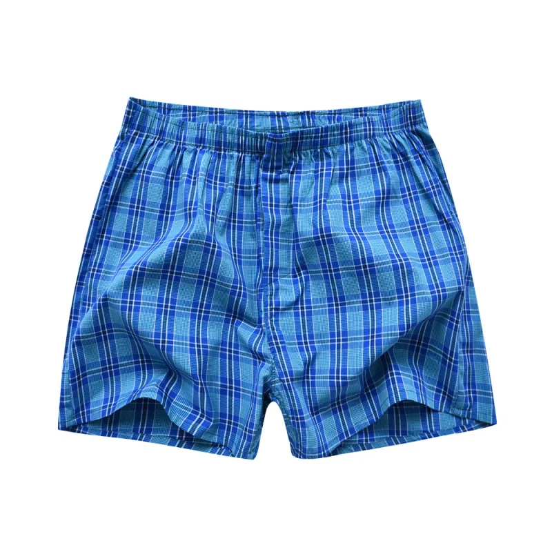Men Underwear Boxer Plaid Underpants 100% Cotton Shorts Men Striped Panties Loose High Quality Oversize Breathable Dropshipping