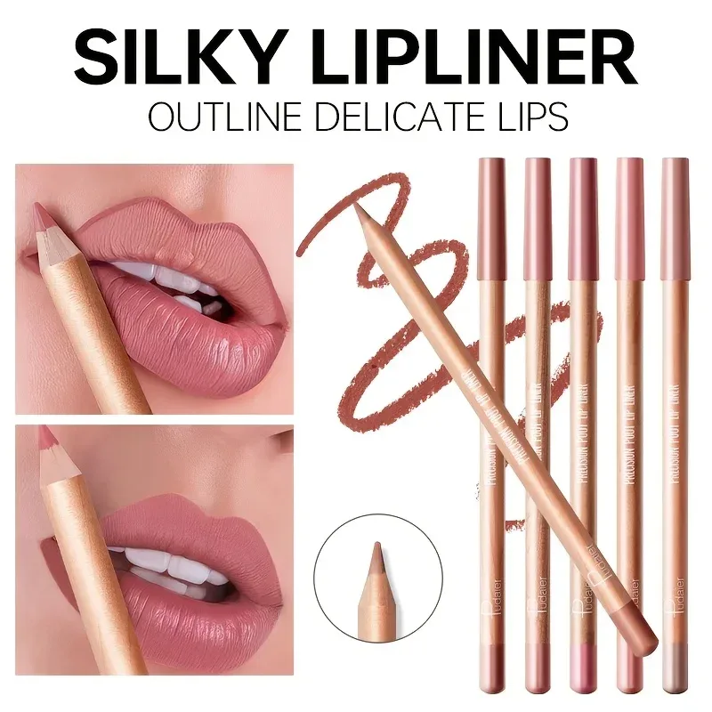 Matte Lip Liner Pencil Nude Long-Lasting Waterproof Smudge-Proof Precise Outline Smooth Creamy Formula