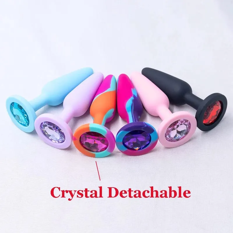 Silicone Anal Plug for Woman 3 Sizes Butt Plug Crystal Base Sex Toys Anal Toys Sex Stopper Adult Toys Anal Trainer for Couples