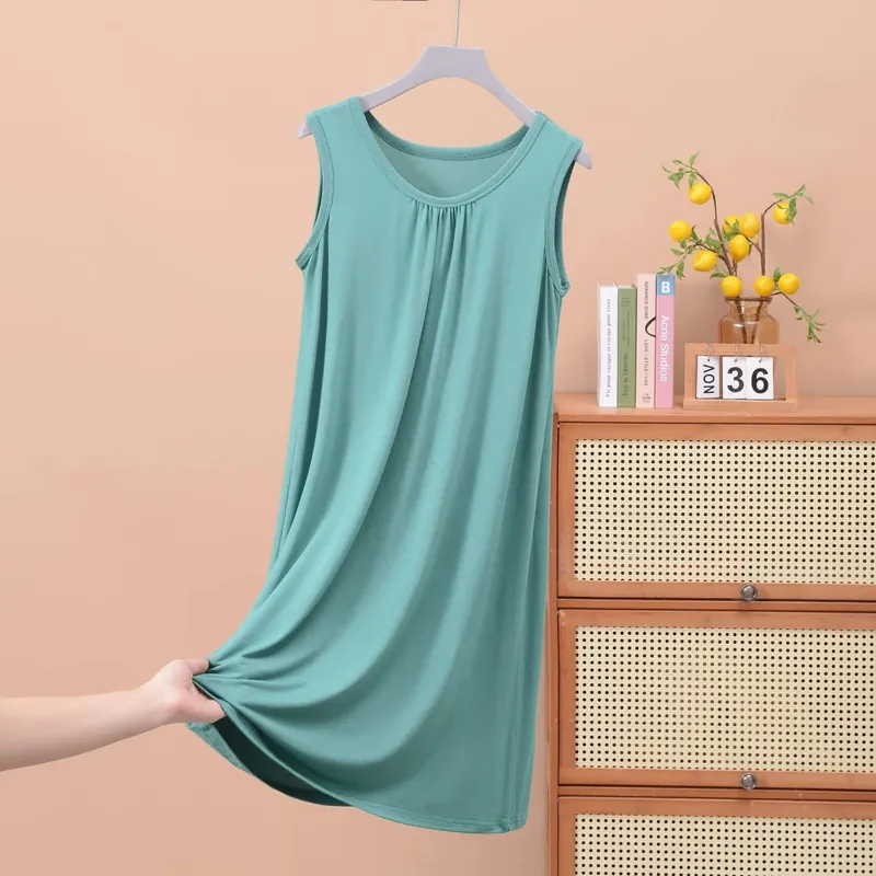 Plus size XL to 8XL Modal sleeveless sleepdress Summer lady's tank dress Loose camisole nightdress comfort dresses