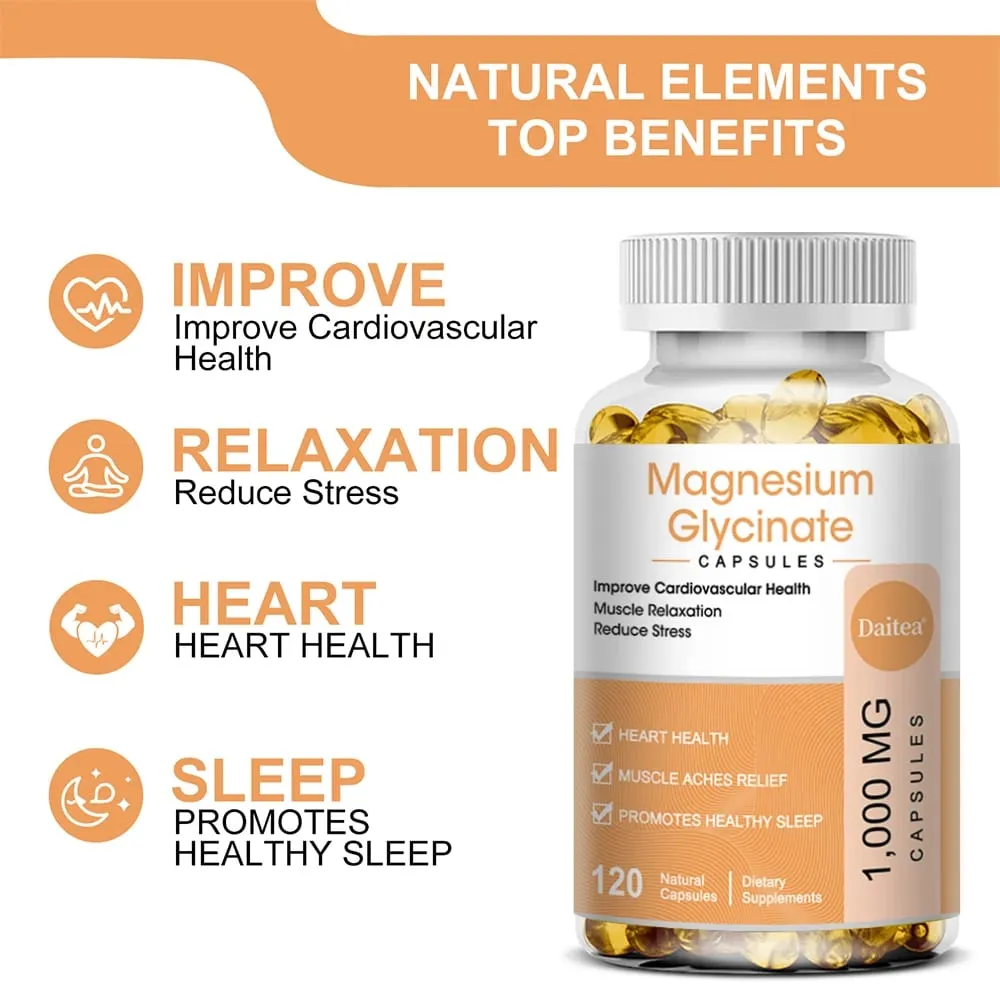 Magnesium Glycinate Supplement with Vitamins To Promote Natural Sleep Reduce Stress and Anxiety and Support Bone Health